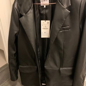 Zara oversized faux leather blazer